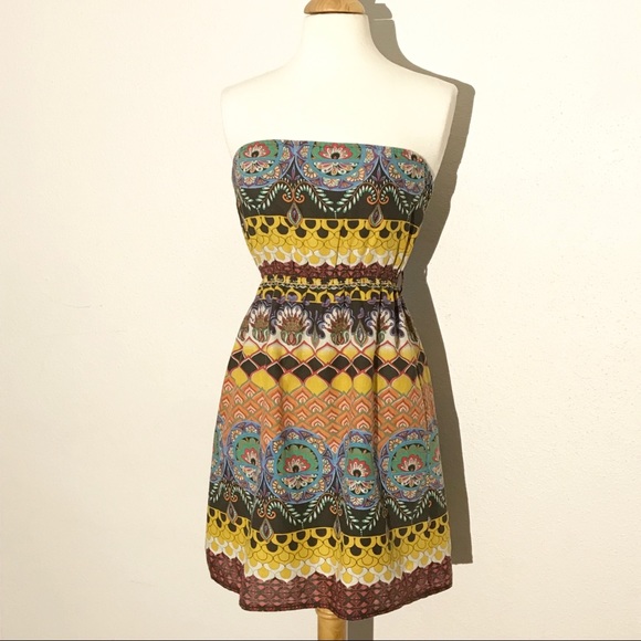 Forever 21 Dresses & Skirts - Forever 21 Womens Dress S Brown Yellow Boho Print